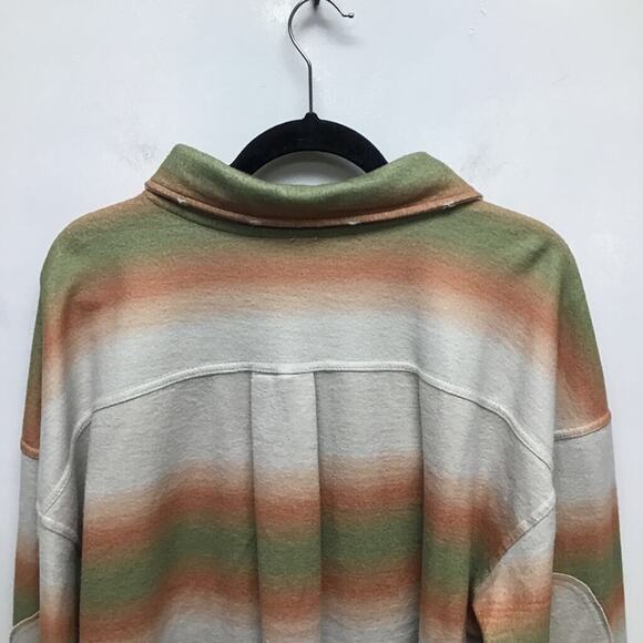 Free People Ruby Shacket Shirt jacket Beige Long Sleeve Distressed Pockets L New - Picture 8 of 11